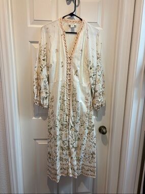 Calypso St. Barth Ivory Floral Long Sleeve Maxi Dress